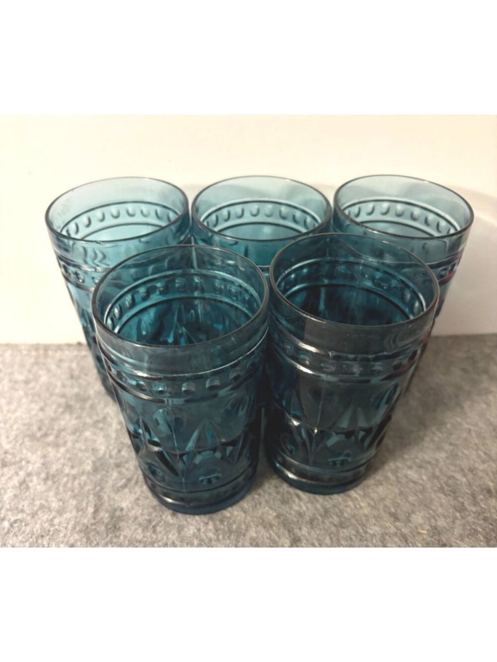 Set of 5 Vintage Smokey Blue Colony Park Lane Juice Glasses 4" Tall # 3422